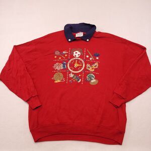Blooming & Co Casual Long Sleeve Pullover Sweatshirt Womens Size Large L Red